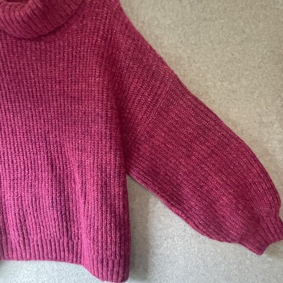 OLD NAVY Pullover Turtleneck Chunky Knit Sweater Women XXL Hot Pink Wool Blend - Picture 6 of 8